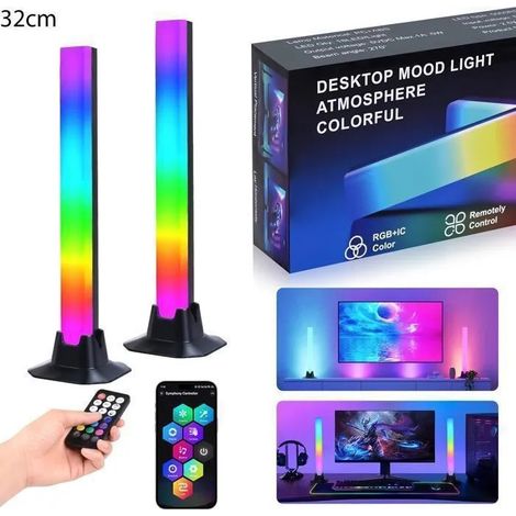Smart LED RGB Lampe Gaming avec Effets D'éclairage Multiples et Musique, Lumière D'ambiance pour Jeu, TV, PC, Fête, Décoration, 2pcs (1/5)