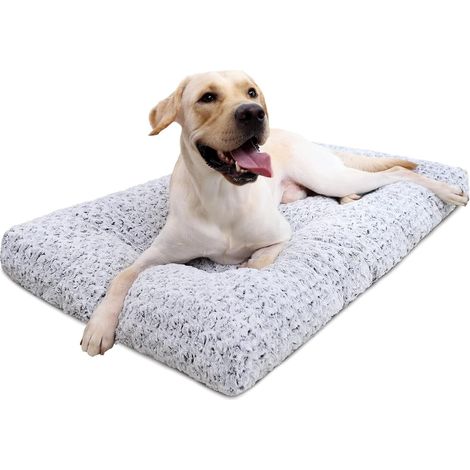 Panier pour chien lavable, en peluche luxueuse et confortable, tapis de couchage antidérapant pour chiens de toutes tailles (grands, moyens et petits), 89 x 58 cm, gris (1/5)