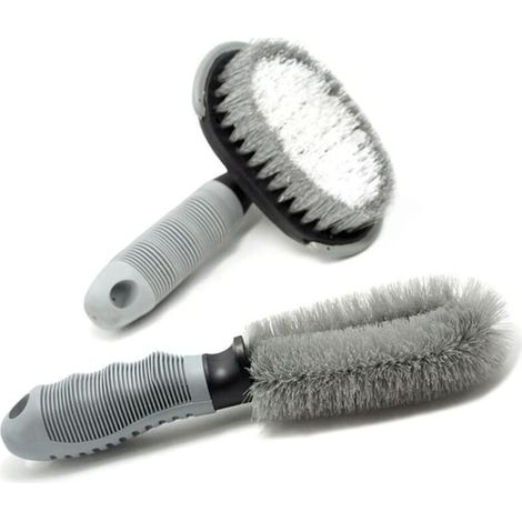 Juego de 2 cepillos para llantas de coche, cepillos de limpieza de llantas, adecuados para los neumáticos de su coche, motocicleta o bicicleta. (1/4)