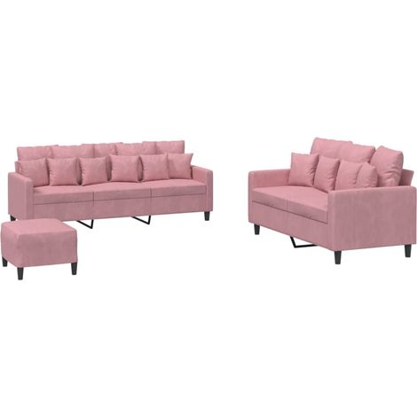 Maison Exclusive - Set di Divani 3 pz con Cuscini rosa in Velluto