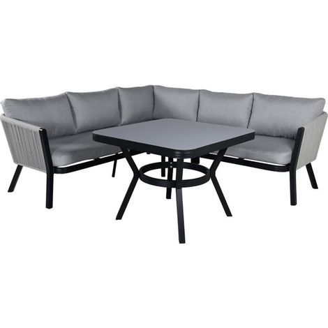 Salon d'Angle de Jardin "Virya" 206cm Noir & Gris (1/5)