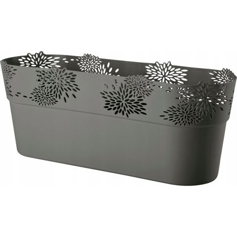 Blumentopf aus Kunststoff, grau, Galicia, 32 cm x 11,5 x 12,9 cm, 1 Stück. (1/5)