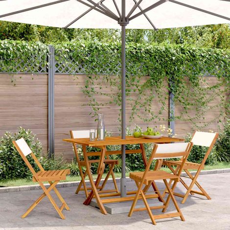 Chaises de jardin pliantes-Chaise de terrasse-Chaise d'extérieur lot de 4 tissu et bois massif 167849 (1/5)