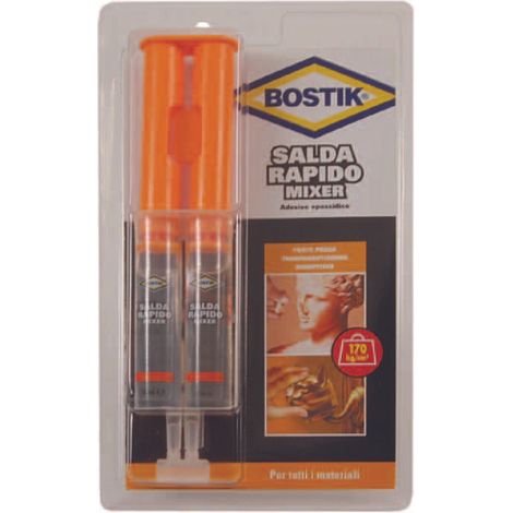 Adesivo epossidico liquido saldarapido mixer Bostik in blister siringa da 24ml (1/5)
