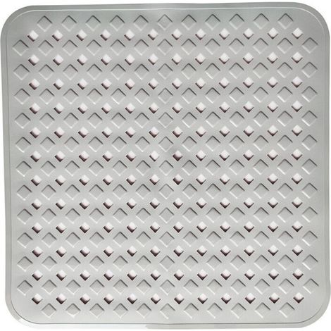 (Grey) Non-Slip Shower Mat for Sensitive Skin, 53 x 53 cm, BPA Free, Mildew Resistant, Machine Washable (1/5)