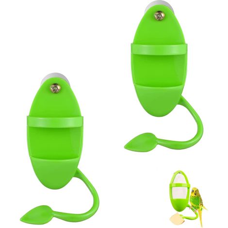 Set di 2 mangiatoie per uccelli da appendere, in plastica felpata, con porta frutta e verdura. Accessori per gabbie per pappagalli. (1/5)