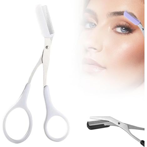 2024 Nouveau 2 - En - 1 Peigne Taille Des Sourcils, Arc Sourcil Rasoir, Antidérapant En Acier Inoxydable Face épilation Ciseaux, Cadeaux Pour Les Hommes Et Les Femmes (Blanc) (1/5)