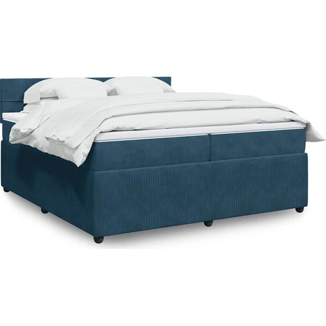 Boxspringbett mit Matratze Blau 200x200 cm Samt (1/5)