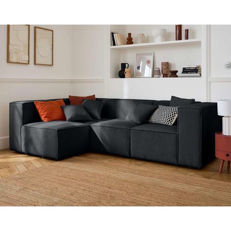 Arty - modulares ecksofa links 5-sitzer - cord - schwarz