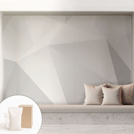 Papier peint décoratif avec colle pour salon, chambre à coucher et bureau – Design moderne et facile à poser Triangles gris 208x146 cm (1/5)