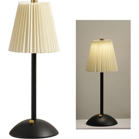 Veilleuse nordique avec chargeur CC, 3 températures de couleur, base en métal plissé, lampe de table décorative pour chambre (1/5)