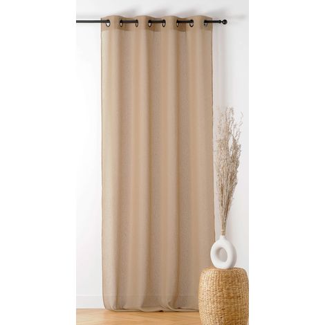 Voilage à Galon Fronceur - Effet Bouclé Beige 290x240 cm (1/2)