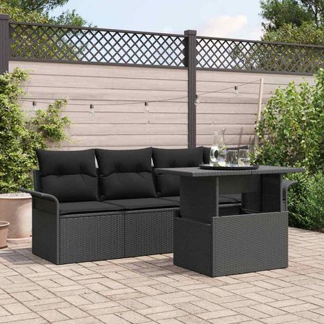 vidaXL Set Divano da Giardino 5 pcs Nero Rattan in Polipropilene (1/5)