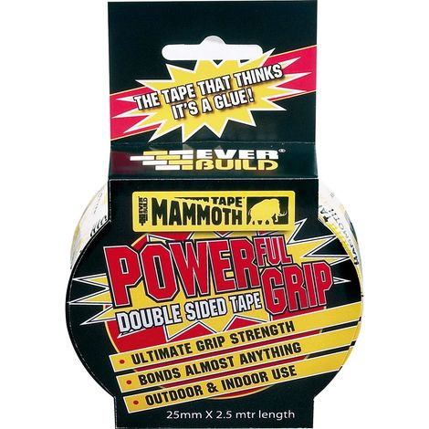Everbuild 25mm Mammoth Extra-Strong Double-Sided Tape with 2.5m Length – Heavy-Duty Adhesive for Heavy Items and Crafting (1/5)