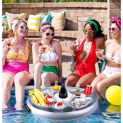 Plateau Bar de Piscine Flottant, 8 Trous Gonflable Bar Flottant Gonflable Porte-Boissons de Fruits Buffet pour Piscine d'été en Plein Air Plage Piscine Party Spa (1/5)