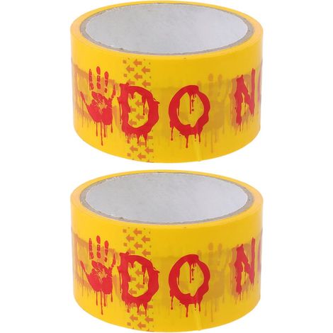 CCYKXARolls of Yellow Halloween "Do Not Enter" Tear-Resistant PVC Adhesive Tape for Indoor and Outdoor DIY Decorations for Vampire Parties (1/5)