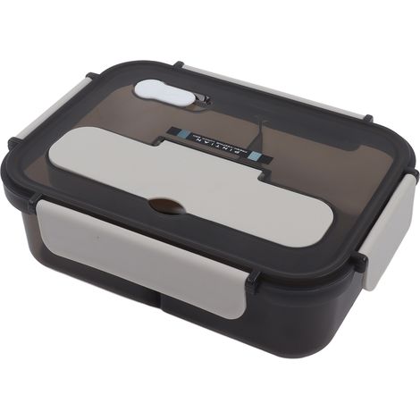 Bento-Box mit 2 Fächern, großes Fassungsvermögen (1100 ml), weiß, ideal für Studenten, Berufstätige, Zuhause, Schule und Büro. (1/5)