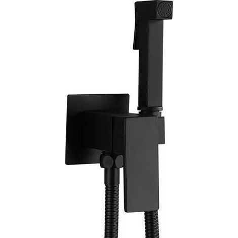 Ensemble pistolet de pulvérisation de toilette entièrement en cuivre, accessoire de toilette mural dissimulé, bidet, pommeau de douche pressurisé pour salle de bain (eau chaude et froide). (1/3)