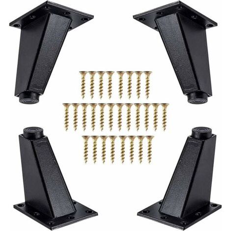 BUNTHAUS 4 Pièces Pieds de Meubles,Pieds de Meubles Obliques en Métal en Aluminium,Remplacement de Jambes de Canapé pour Armoire Canapé Commode de Table, Vis de Montage Incluses,Noir, 80 mm (1/5)