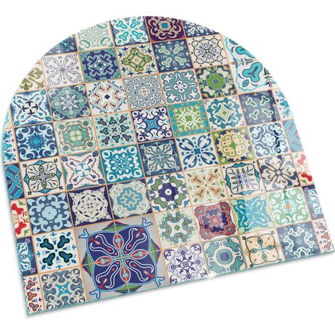 Plaque Carrée en verre trempé décorative de sol avec impression sous cheminée Motifs mosaïques sur carreaux 100x100 cm (1/5)