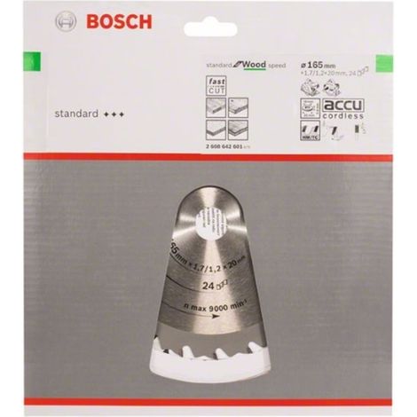 Hoja sierra circular Speedline Wood 165 x 20/16 x 17 mm 24 BOSCH 2608642601