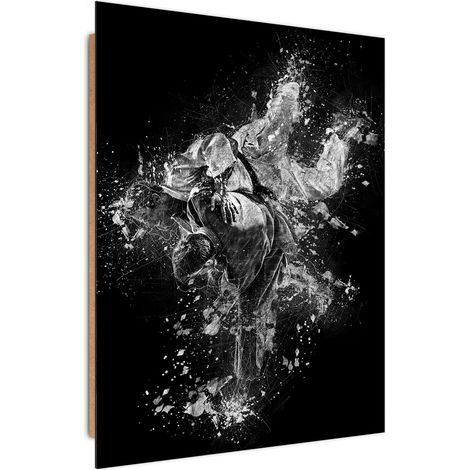 Tableau bois combat judo 1 - 50 x 70 cm (1/5)