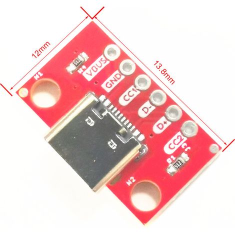 TYPE-C female connector test board, USB 3.1 16P to 2.54 high current power adapter board module female connector. (1/4)