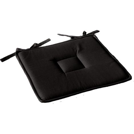 Galette plate unie avec passepoil et nouettes Noir 40x40 cm (1/2)