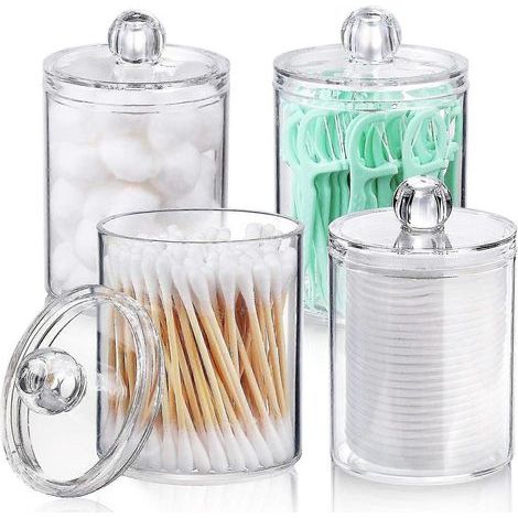 Lot de 4 distributeurs de cotons-tiges pour boules de coton, cotons-tiges, disques de coton et fil dentaire (1/5)