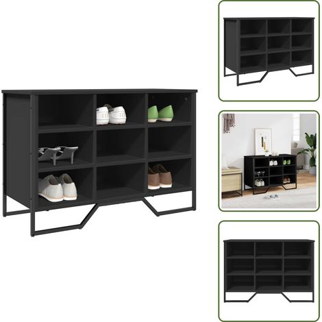 Schuhregal Schwarz 90x38x61,5 cm Holzwerkstoff - Schuhregal - Schuhregale - Schuhschrank - Schuhaufbewahrung (1/5)