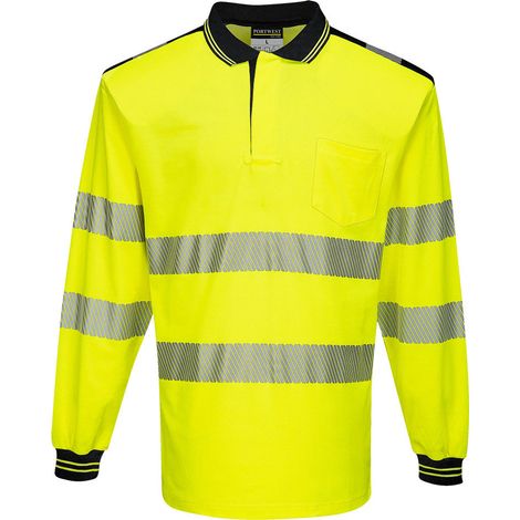 Pw3 Hochsichtbarkeits-Polohemd M, Farbe: Gelb/Schwarz, Größe L - Portwest