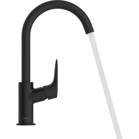 Hansgrohe Logis - Miscelatore da lavabo, con sistema di scarico, EcoSmart, nero opaco 71130670