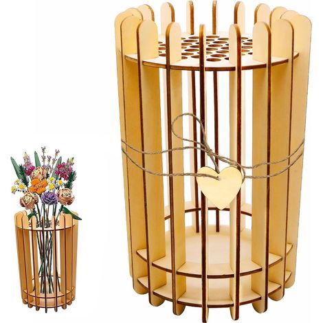 1 Vase en Bois pour Bouquet de Lego-Support en Bois pour Bouquet de Fleurs Lego,Fleurs de Cerisier,Tulipes, Tournesol,Narcisses,Lotus (1/5)