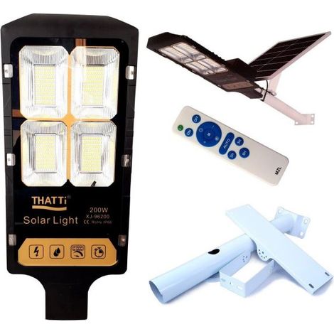 Lampione stradale LED 200W pannello solare con staffa e telecomando XJ-96200