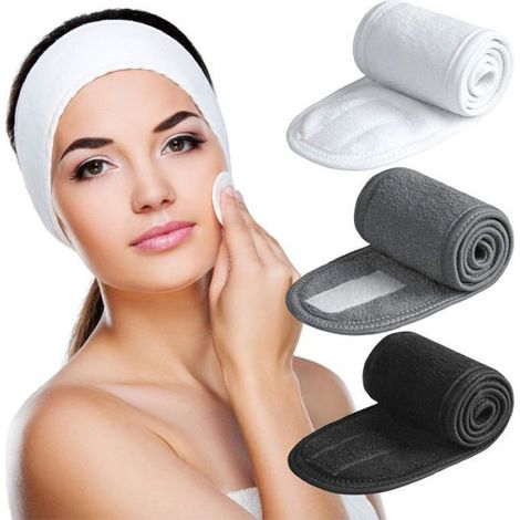 Bandeau Spa - Microfibre Douce Ajustable - Pour Soins Visage Maquillage Douche - Lot De 3 (1/5)
