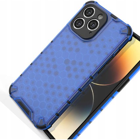 Custodia ibrida rinforzata a nido d'ape per iPhone 14 Pro, blu (1/5)