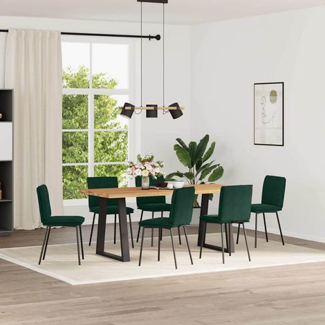 Chaises à manger lot de 6 vert foncé velours (1/5)