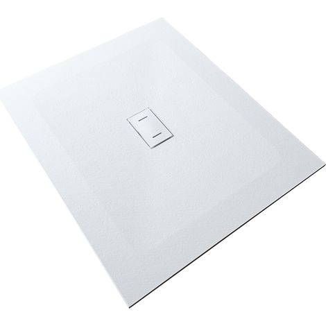 NALA-Receveur de douche SMC en fibre de verre effet pierre avec bonde inclus H. 2,6 cm 100x120 blanc