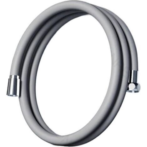 Tuyau de douche en silicone pour salle de bain, flexible, anti-explosion et anti-torsion, avec raccord à haute résistance (Gris - 1,5 m) (1/4)
