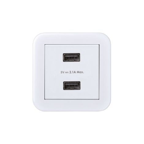 TOMA 2 CARGADOR USB BLANCO 2.1