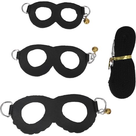 Geschirr und Leine für Hamster, aus weichem und leicht anzulegendem Kunstleder, mit Glöckchen, schwarz. (1/5)