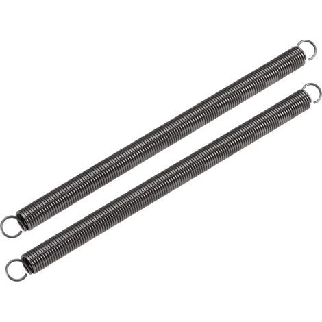 Tension Spring, Extension Spring, 10mm OD, 1.2mm Wire Diameter, 306mm Extendable Length, 180mm Free Length, Steel, 3kg Load Capacity, Gray, 2pcs (1/4)