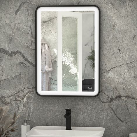RAK Picture Matt Black 500mm x 700mm Soft LED Mirror - RAKPICSFMB5001 (1/2)