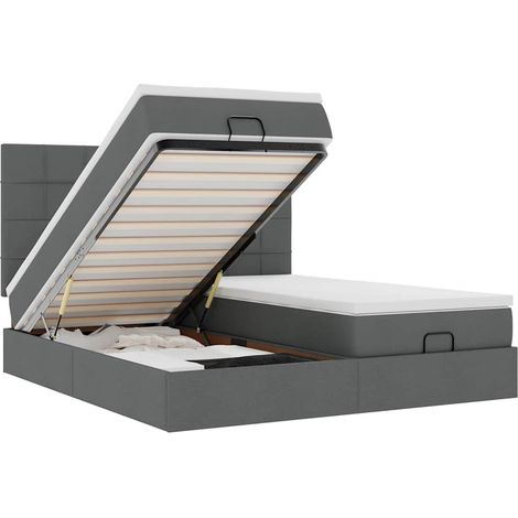 Estructura cama otomana colchones tela gris oscuro 180x200cm vidaXL (1/5)