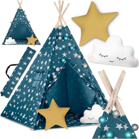 Tienda tipi para niños con luces Nukido - azul