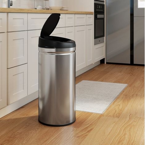 Pattumiera sensore 42 L in acciaio inox silver OKMYHOME (1/4)