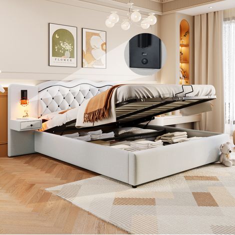 letto contenitore 180x200 con USB beige OKMYHOME (1/5)