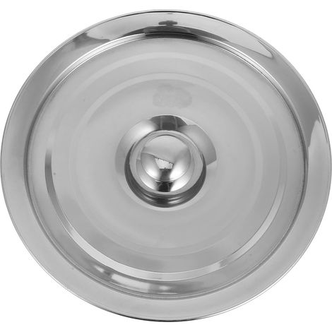 Couvercle rond de 25 cm en acier inoxydable avec poignée renforcée, bord épais et couvercle anti-poussière pour saladiers et ustensiles de cuisine (1/5)
