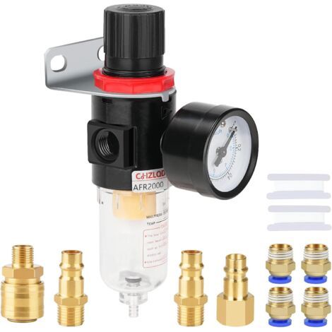 1 Régulateur De Pression, Filtre À Air, Séparateur D'eau, Raccords Rapides, Pour Compresseur (1/5)