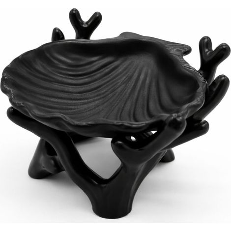 Vassoio decorativo, conchiglia nera, organizer per gioielli, chiavi